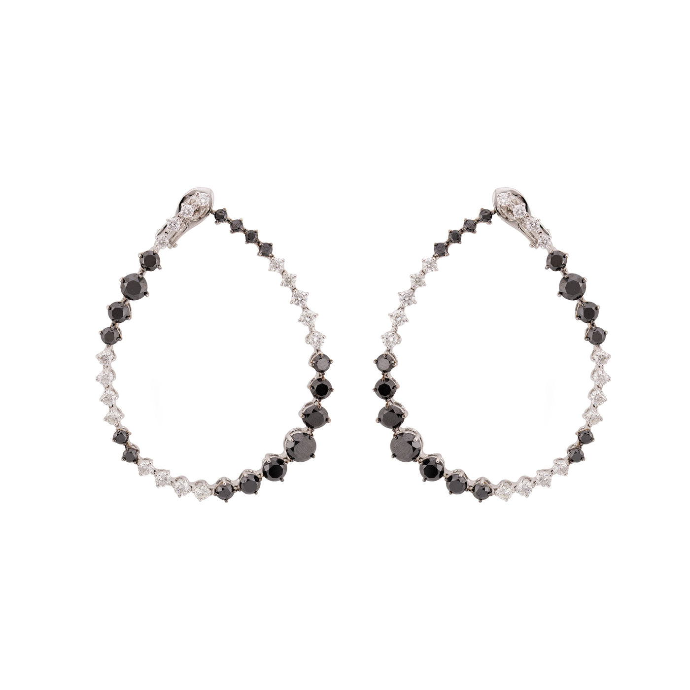 Leo Pizzo 18K White Gold Diamond Hoop Earrings