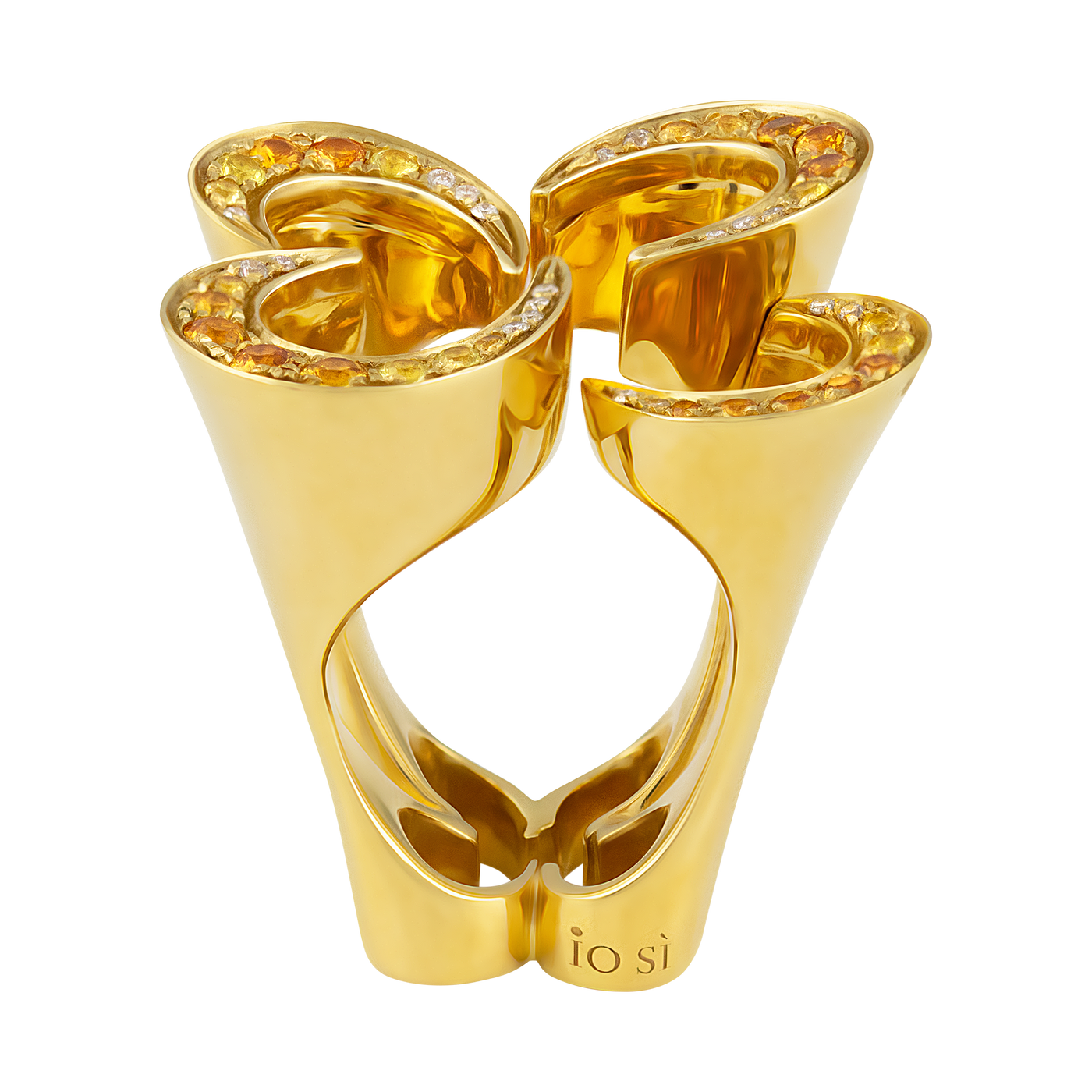 IO SI 18K Yellow Gold 0.11ctw Diamond & Sapphire Ring