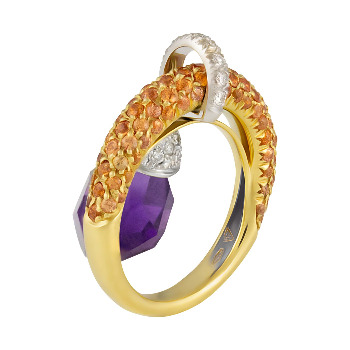 Stefan Hafner 18K Yellow Gold Diamond & Sapphire Ring