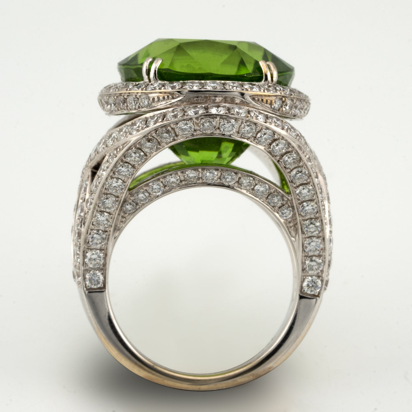 ECJ Collection 18K White Gold Ring with Diamonds and Perdot