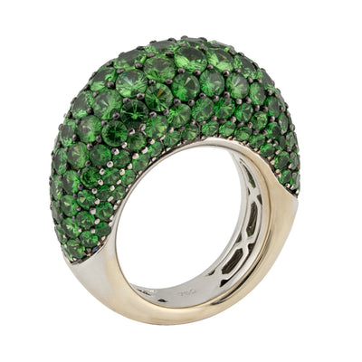 ECJ Collection 18K White Gold Ring with Tsavorites