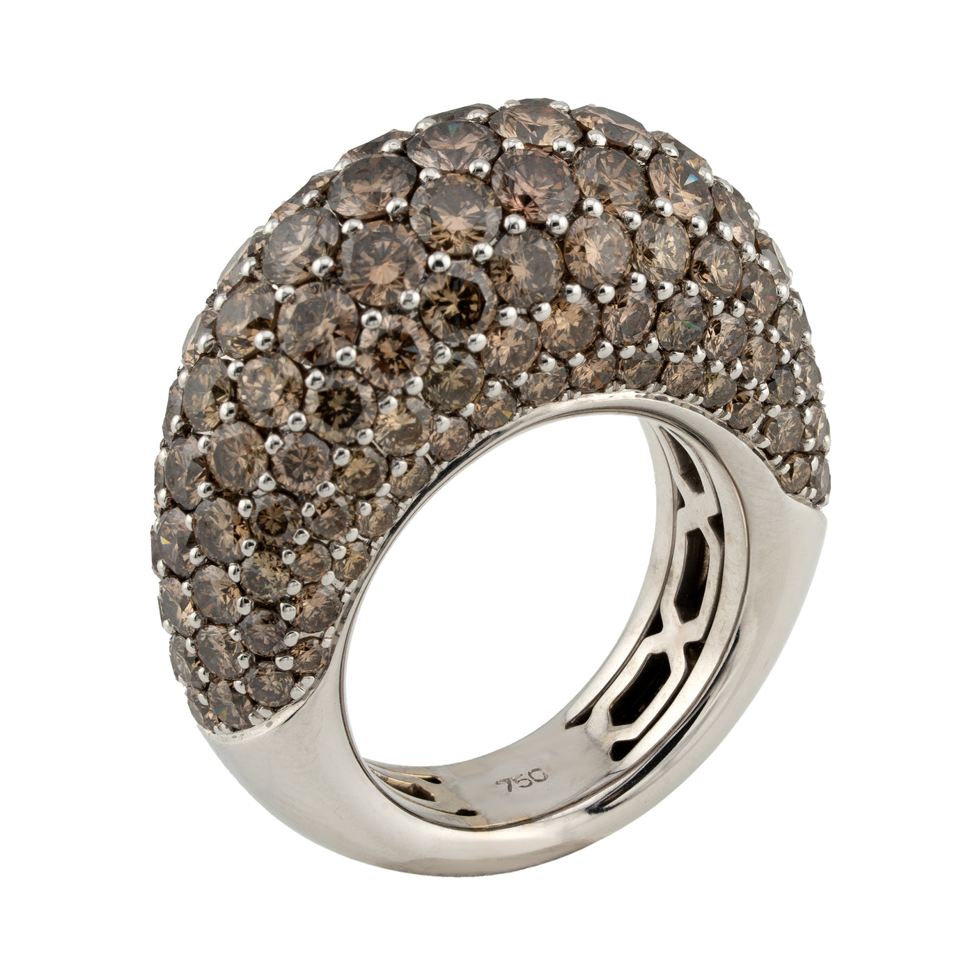 ECJ Collection 18K White Gold Ring with Champagne Diamonds