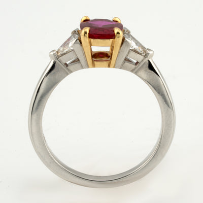 ECJ Collection Platinum and 18K Yellow Gold Ring with Ruby and Diamonds