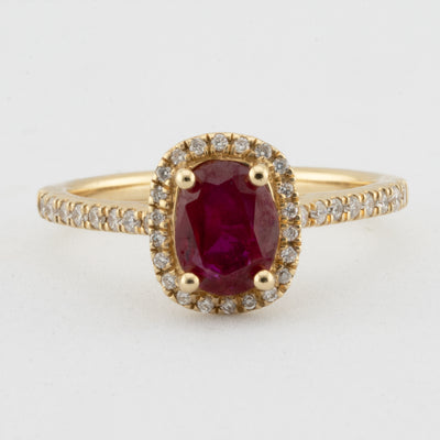 ECJ Collection 14K Yellow Gold Ring with Ruby and Diamonds