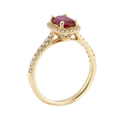 ECJ Collection 14K Yellow Gold Ring with Ruby and Diamonds