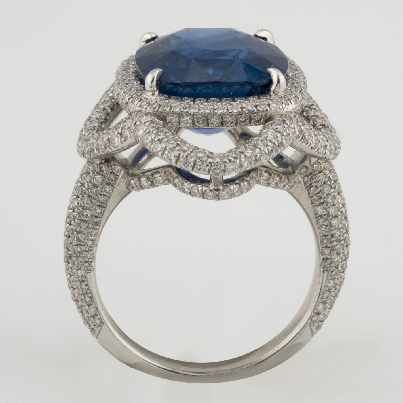 ECJ Collection Platinum Ring with Sapphire and Diamonds