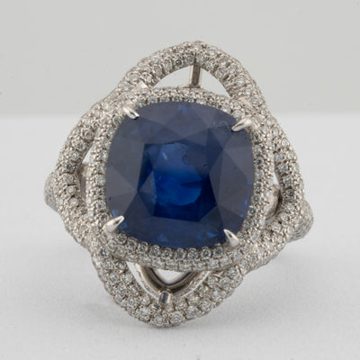 ECJ Collection Platinum Ring with Sapphire and Diamonds