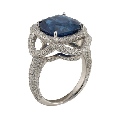 ECJ Collection Platinum Ring with Sapphire and Diamonds