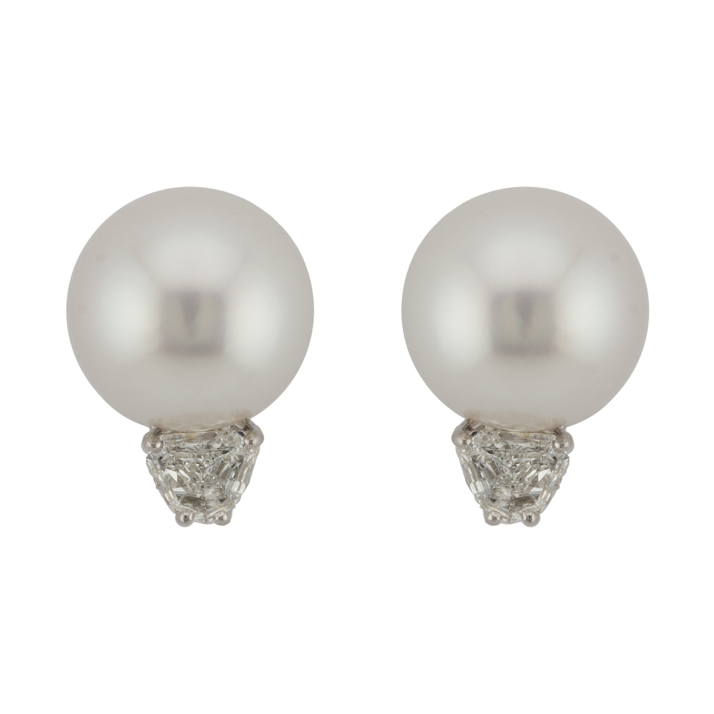 ECJ Collection Platinum Earrings with Pearls and Diamonds