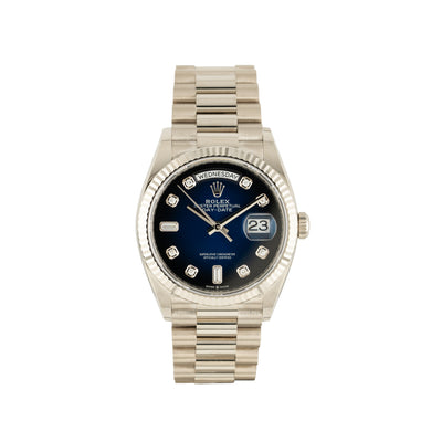 Rolex Day-Date 128239 White Gold Blue Ombré Diamond Dial