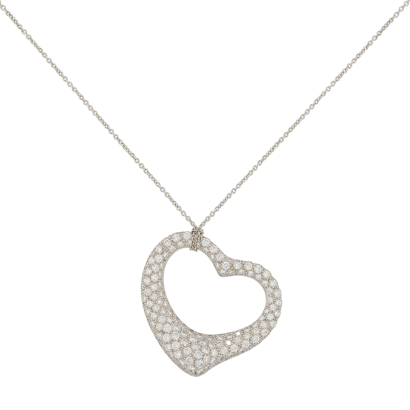 Tiffany & Co. Platinum Diamond Heart Necklace