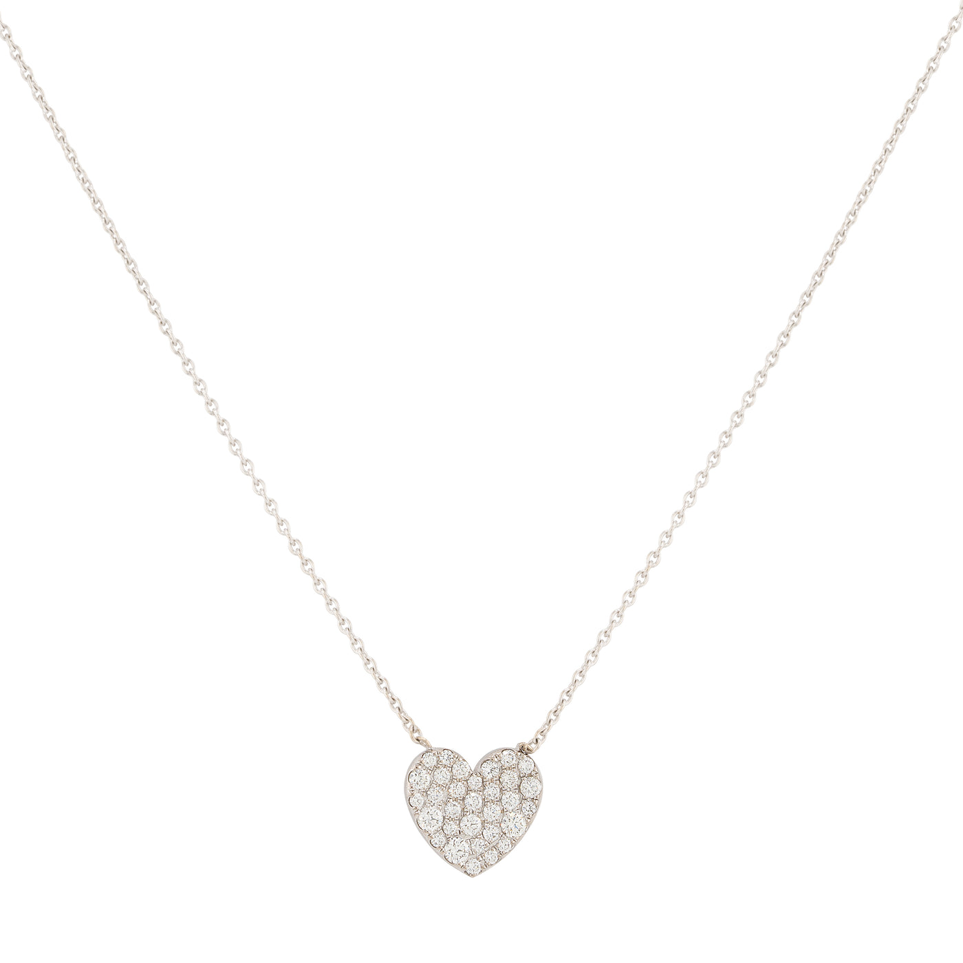 Tiffany & Co. 18K White Gold Metro Heart Diamond Pave Necklace