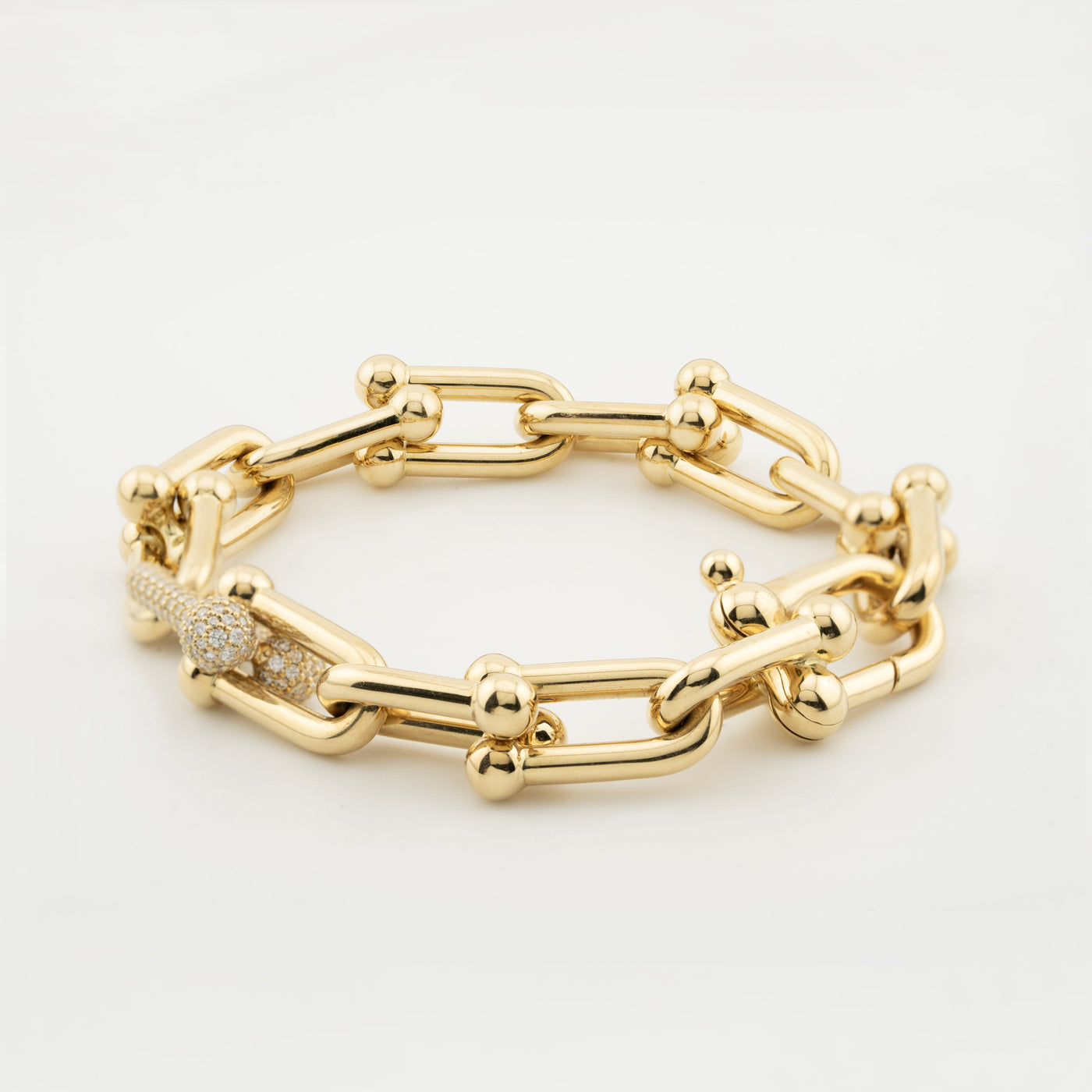 Tiffany & Co. HardWear Large Link Bracelet in Yellow Gold with Diamonds