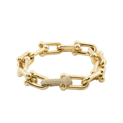 Tiffany & Co. HardWear Large Link Bracelet in Yellow Gold with Diamonds