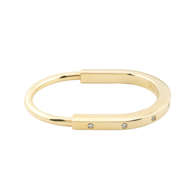 Tiffany & Co. Lock Bangle in Yellow Gold with Diamond Accents