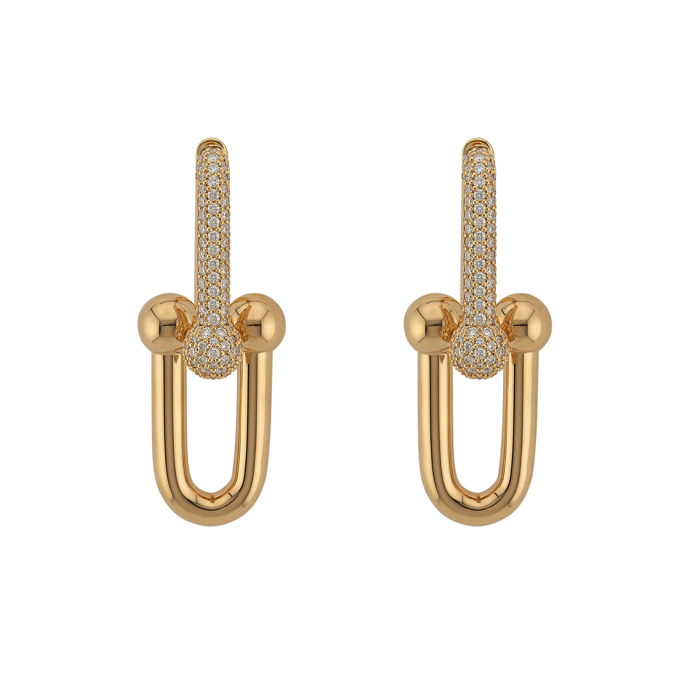 Tiffany & Co. HardWear Large Link Earrings in 18K Rose Gold with Pavé Diamonds