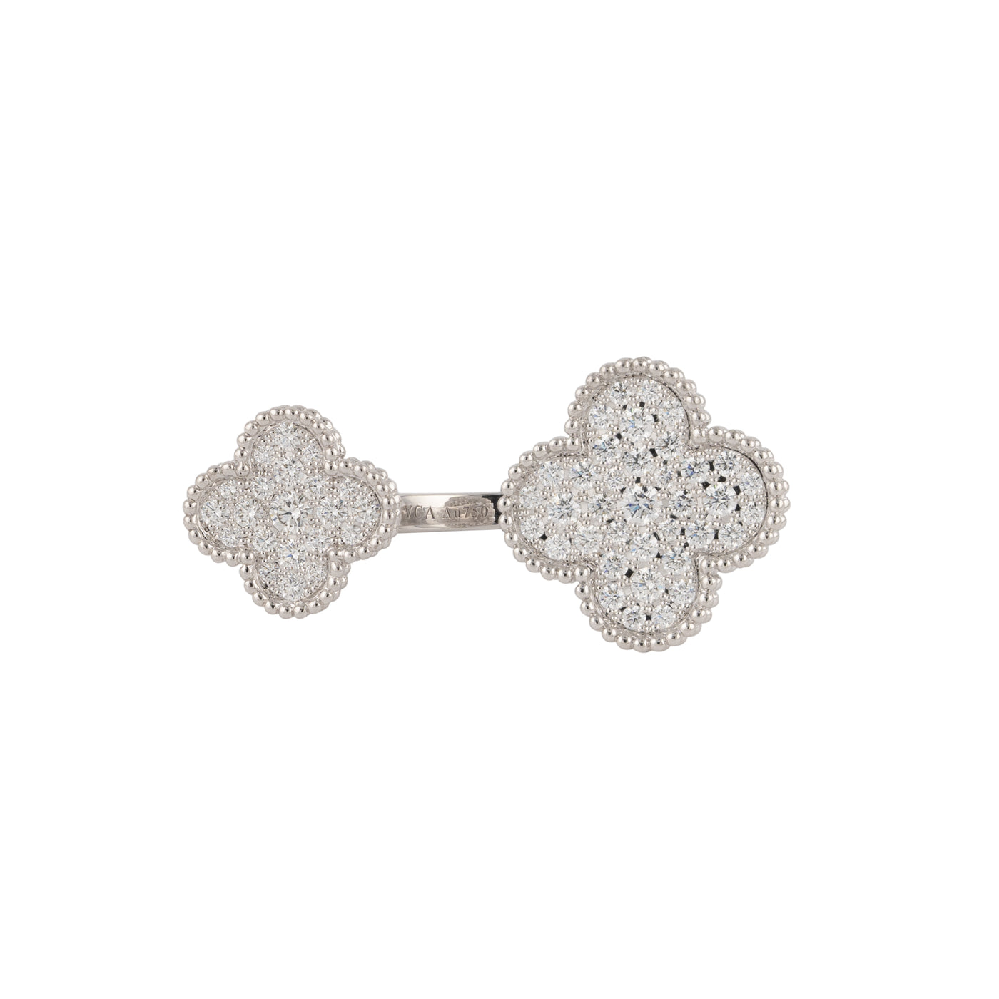 Van Cleef & Arpels 18K White Gold with Diamonds Magic Alhambra Between the Finger Ring