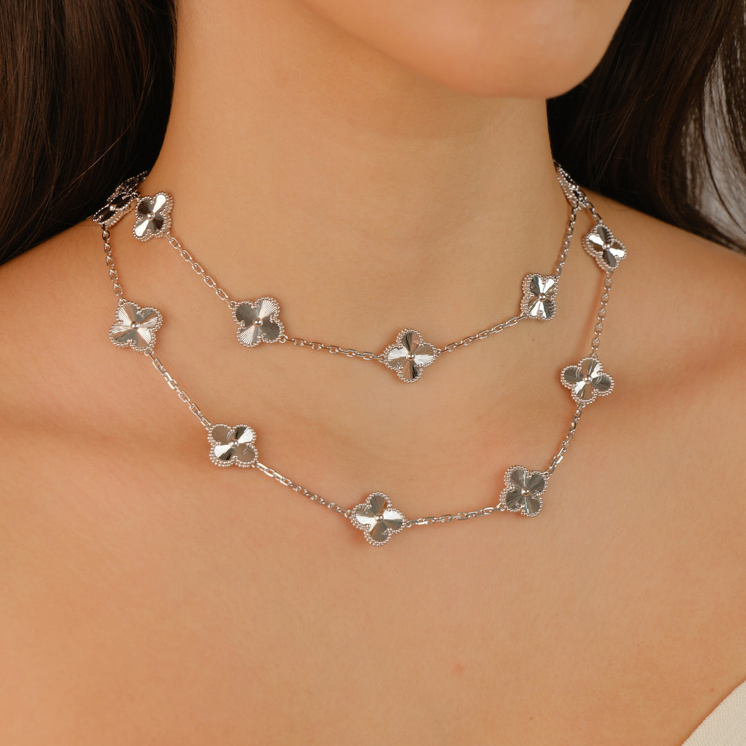 Van Cleef Arpels 18K White Gold Vintage Alhambra Long Necklace