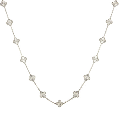 Van Cleef & Arpels 18K White Gold Vintage Alhambra Long Necklace, 20 Motifs