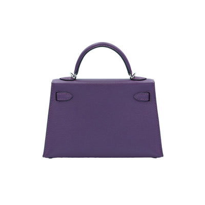 Hermes Mini Kelly II Sellier 20 Anemone Chevre Mysore with Palladium Hardware