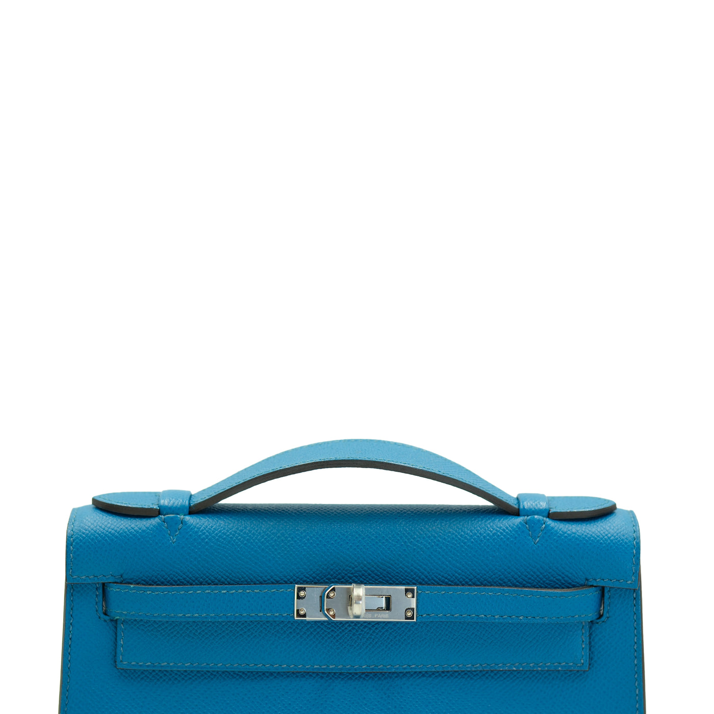 Hermes Kelly Pochette Bleu Izmir Epsom with Palladium Hardware