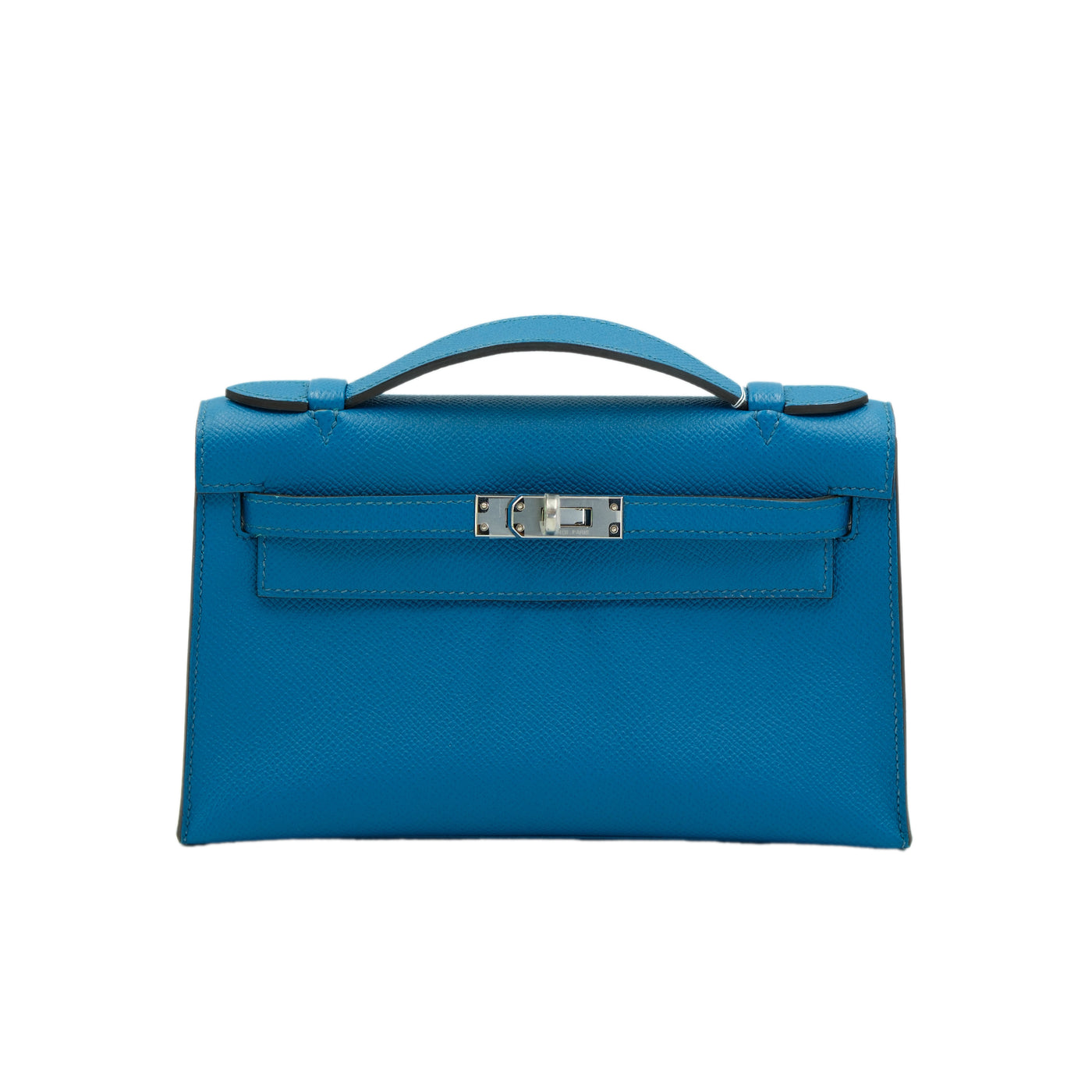 Hermes Kelly Pochette Bleu Izmir Epsom with Palladium Hardware