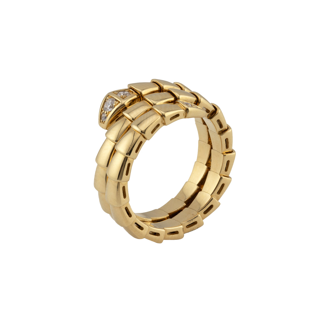 Bulgari 18K Yellow Gold Serpenti Viper Two-Coil Ring with