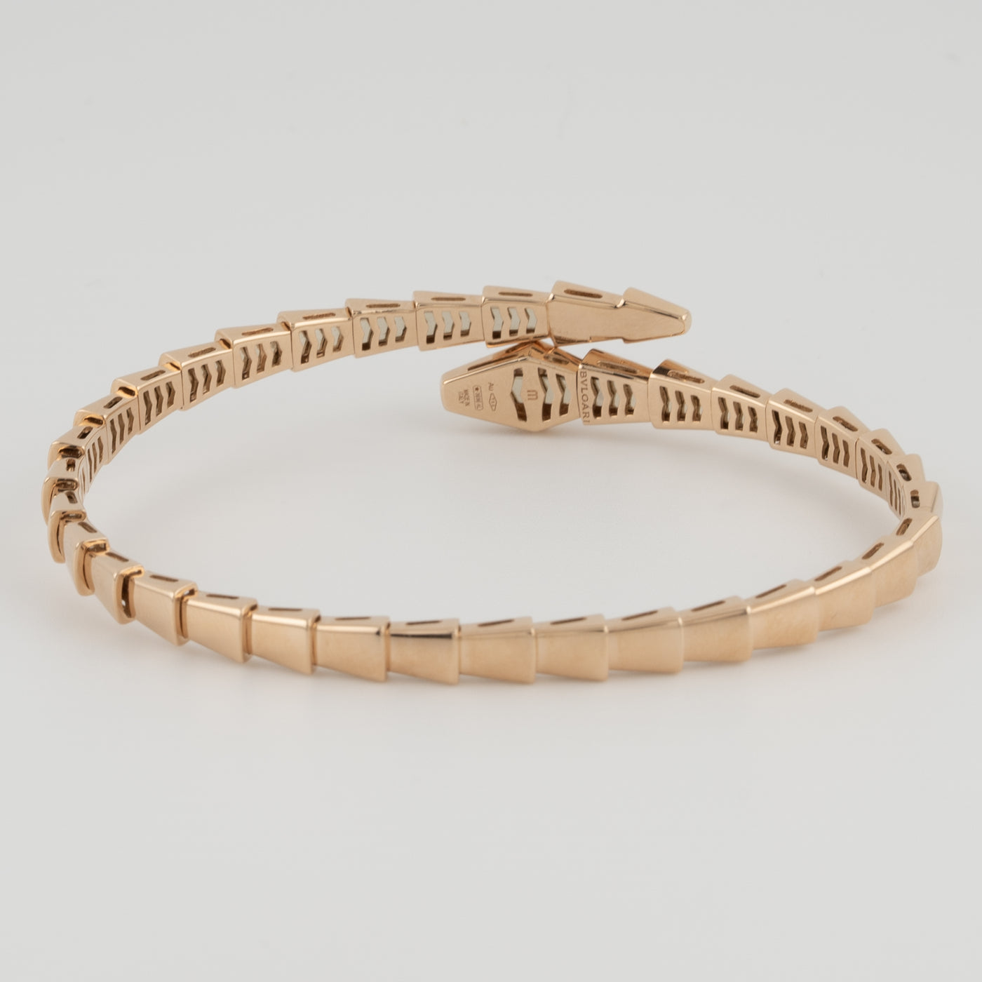 Bulgari 18K Rose Gold Serpenti Viper One-Coil Demi-Pavé Diamond Bracelet