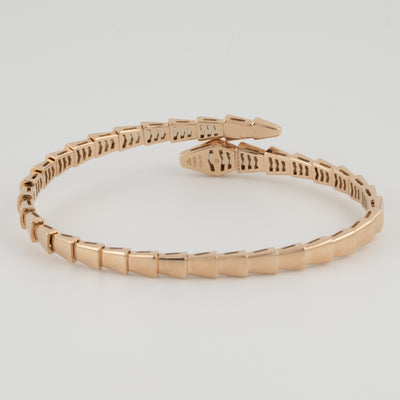 Bulgari 18K Rose Gold Serpenti Viper One-Coil Demi-Pavé Diamond Bracelet