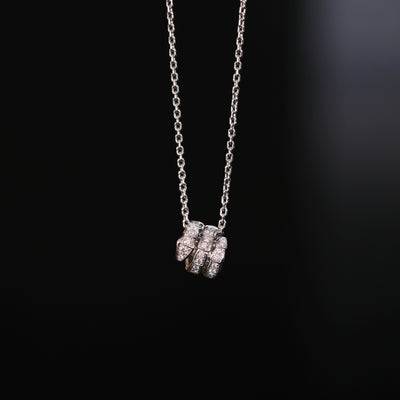 Bulgari 18K White Gold Serpenti Viper Necklace Full Pave Diamonds