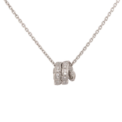 Bulgari 18K White Gold Serpenti Viper Necklace Full Pave Diamonds