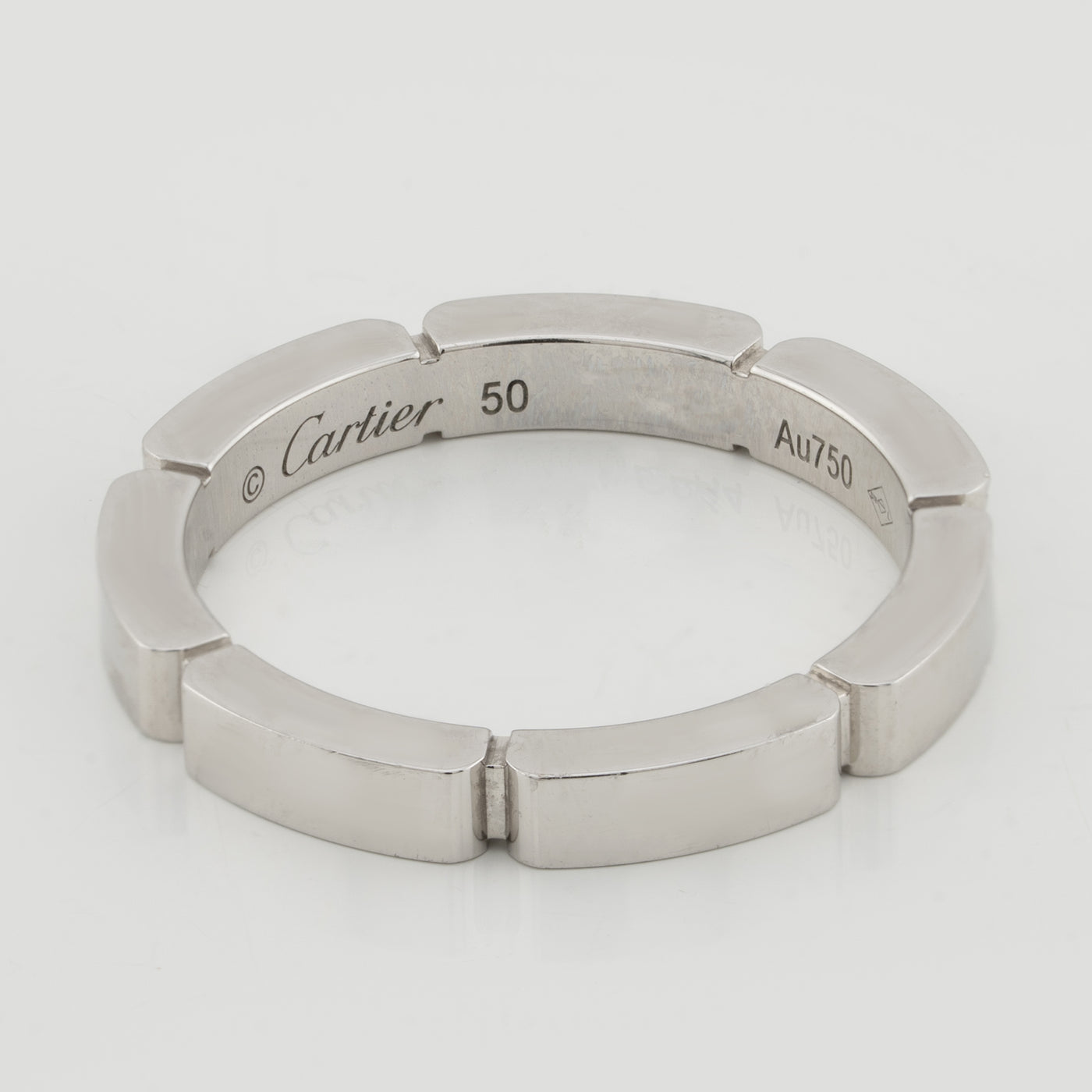 Cartier 18K White Gold Half-Paved Diamond Maillon Panthere Wedding Band
