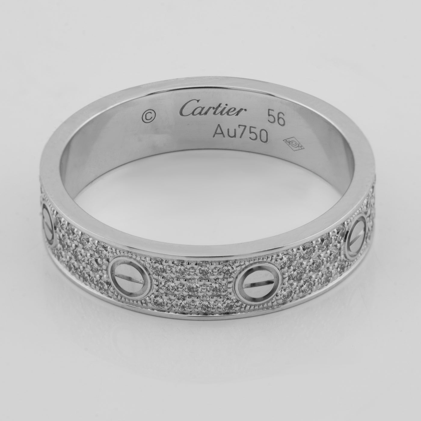 Cartier 18K White Gold Love Diamond-Paved Ring, Small Model