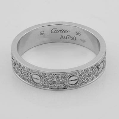 Cartier 18K White Gold Love Diamond-Paved Ring, Small Model