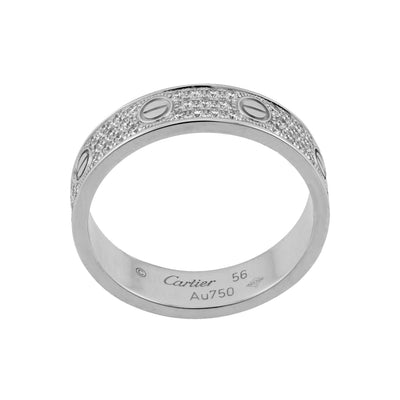Cartier 18K White Gold Love Diamond-Paved Ring, Small Model