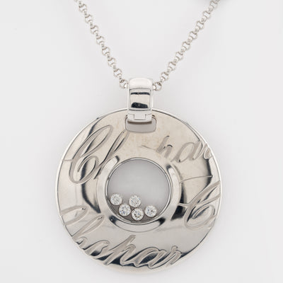 Chopard 18K White Gold Happy Diamonds Signature Disc Necklace
