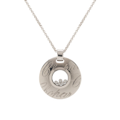 Chopard 18K White Gold Happy Diamonds Signature Disc Necklace