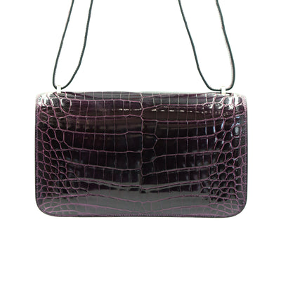 Hermes Constance Elan 25 Amethyst Shiny Niloticus Crocodile with Palladium Hardware