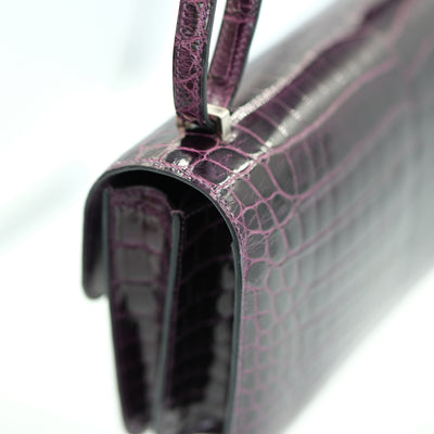 Hermes Constance Elan 25 Amethyst Shiny Niloticus Crocodile with Palladium Hardware
