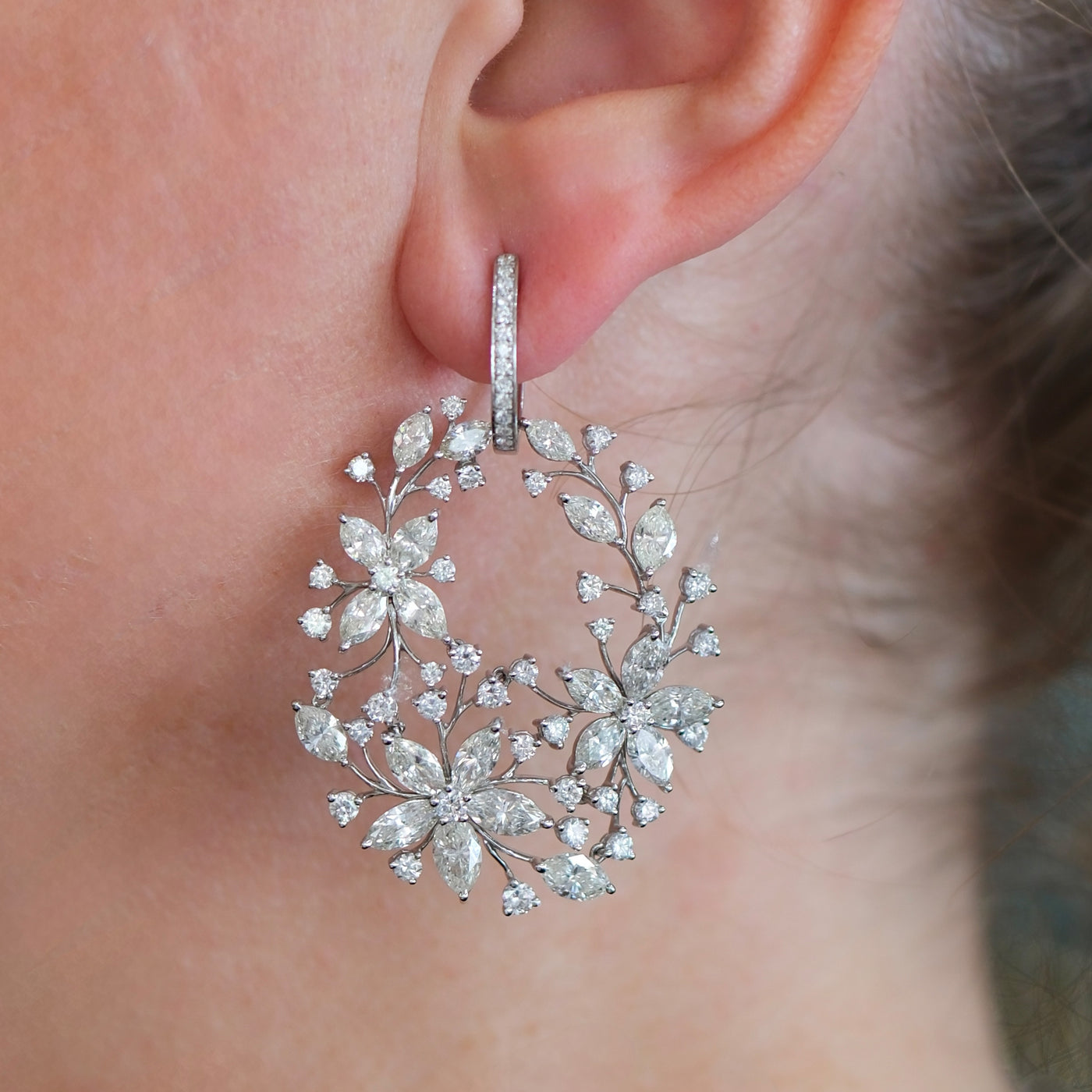 ECJ Collection 18K White Gold Diamond Earrings 17.95ctw