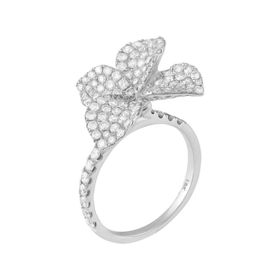 ECJ Collection 18K White Gold Diamond Flower Ring 1.53ct. tw