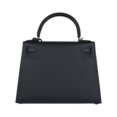 Hermes Kelly Sellier 28 Bleu Indigo Epsom Gold Hardware