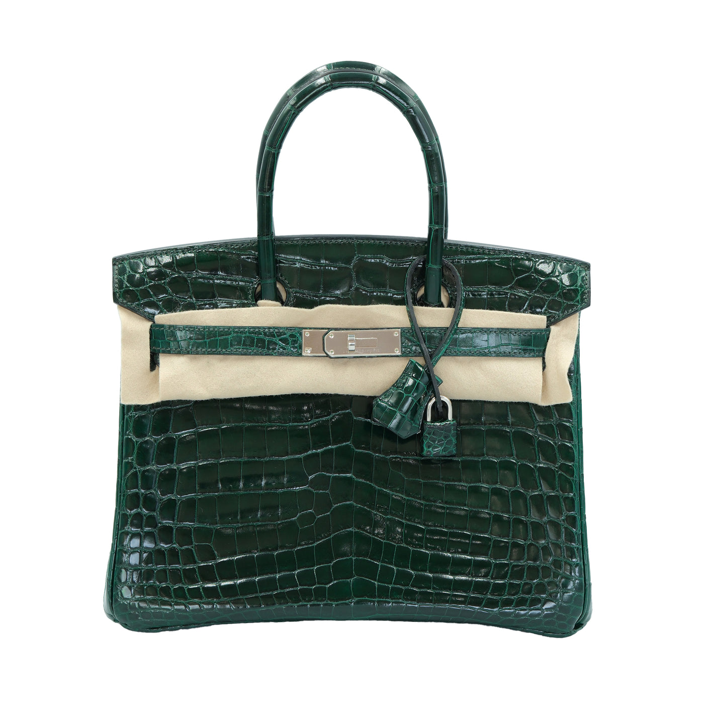 Hermes 2010 Birkin 30 Vert Fonce Shiny Niloticus Crocodile with Palladium Hardware