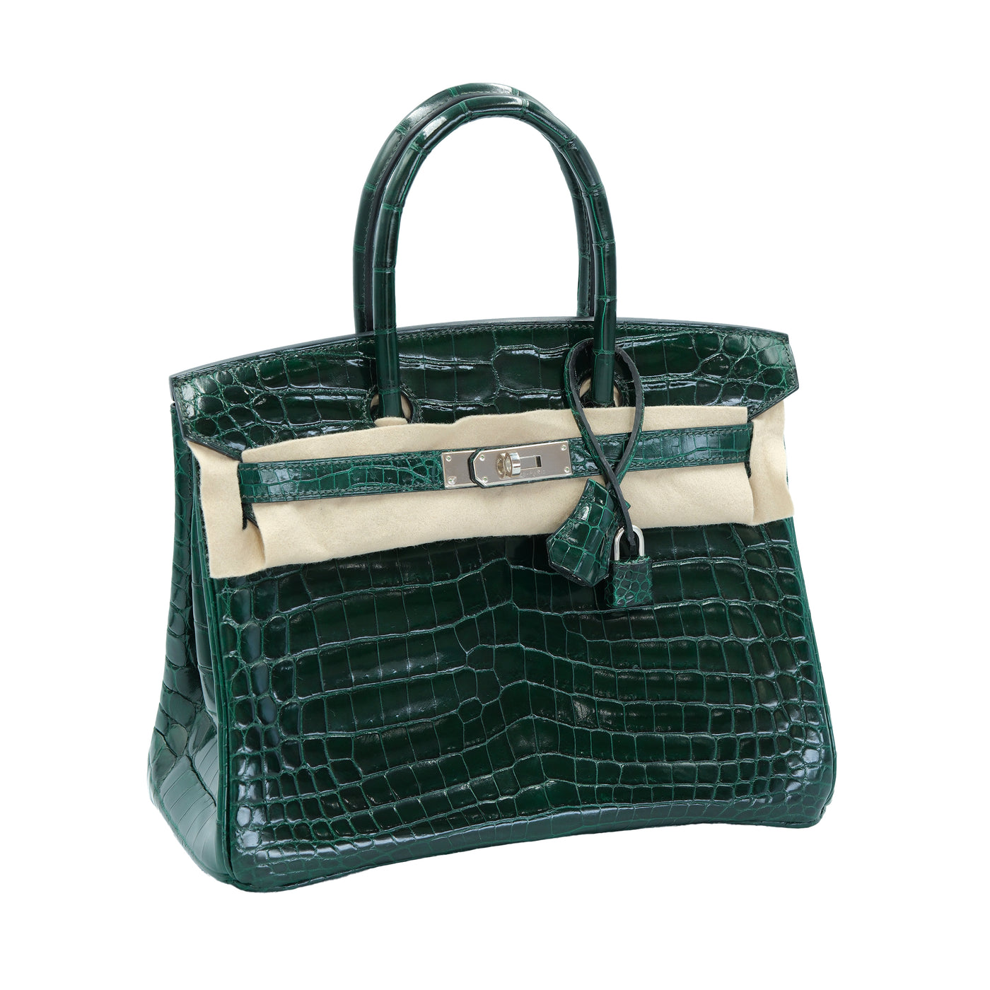 Hermes 2010 Birkin 30 Vert Fonce Shiny Niloticus Crocodile with Palladium Hardware