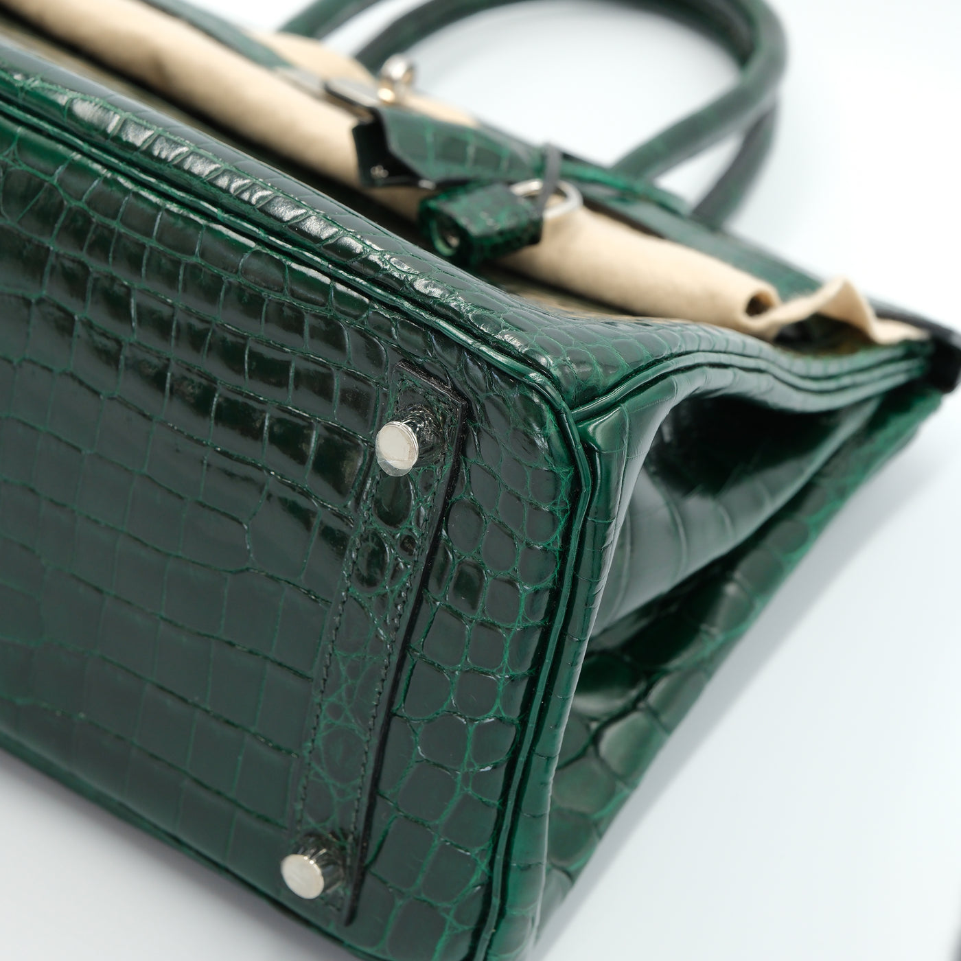 Hermes 2010 Birkin 30 Vert Fonce Shiny Niloticus Crocodile with Palladium Hardware