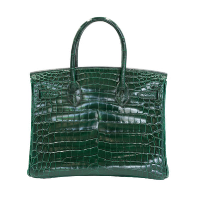 Hermes 2010 Birkin 30 Vert Fonce Shiny Niloticus Crocodile with Palladium Hardware