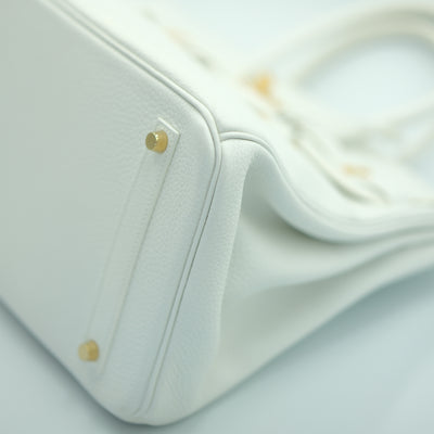 Hermes 2014 Birkin 35 White Clemence with Gold Hardware