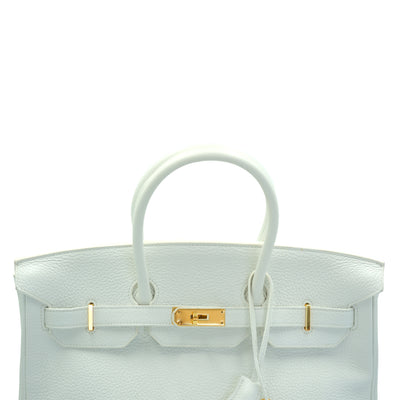 Hermes 2014 Birkin 35 White Clemence with Gold Hardware