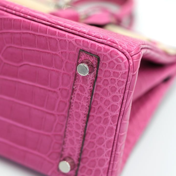 Hermes 2022 Birkin 25 Rose Sheherazade Matte Alligator Palladium