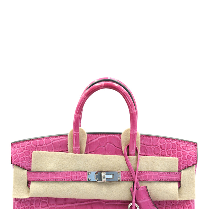 Hermes 2022 Birkin 25 Rose Sheherazade Matte Alligator Palladium